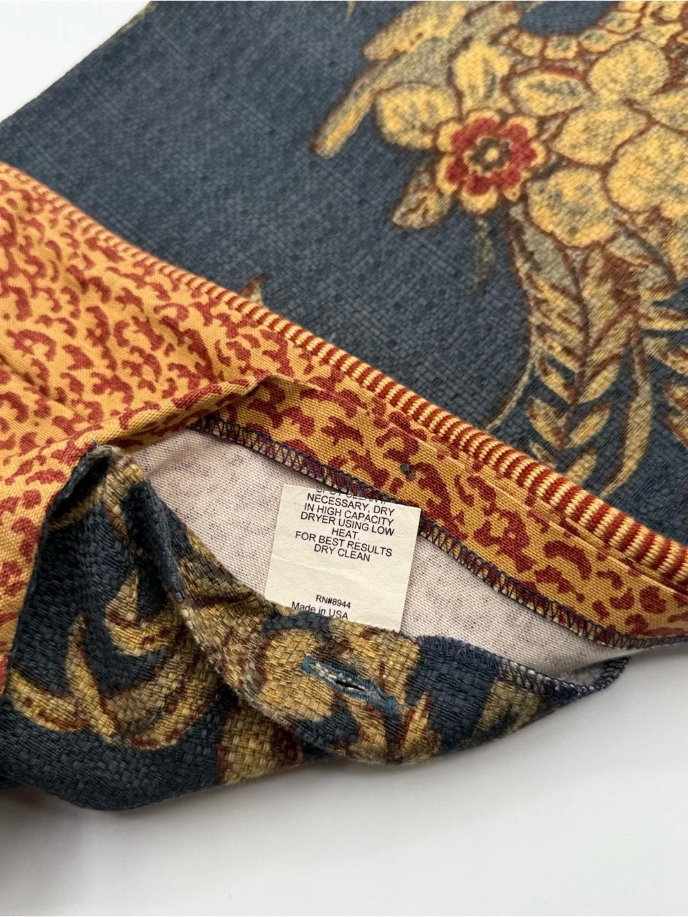 Silk Road Blue Cotton Jacquard Pillow Sham Chinoiserie Print 2 Standard/King